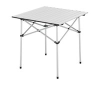 mesa plegable camping castilenti aluminio 70x70x70 cm- plateado encasa