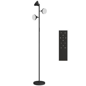 HOMCOM Lámpara de pie LED regulable 2700K-6000K 4150 lm 3 cabezas giratorias Ø 25 x 170 cm negro   Aosom España