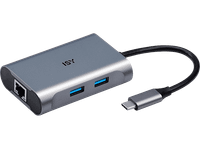 adaptador usb - isy iad-1018 de usb-c a usb-a 1x rj45 15 m plata