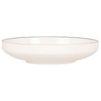 plato hondo de porcelana blanca con borde negro