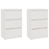 juego de 2 mesitas de noche - mesillas madera maciza pino blanco 40x295x64 cm mc5673