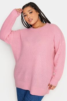 Yours Jersey De Punto Rosa Con Hombros Caídos, Mujer Curvy Y Tallas Grandes, Yours