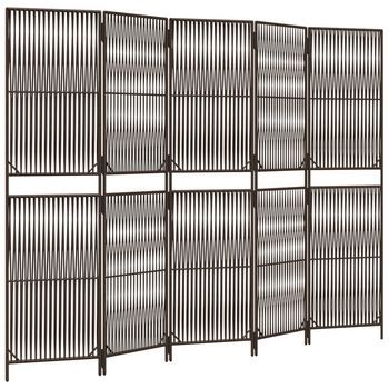 Biombo De 5 Paneles Ratán Sintético Marrón Vidaxl