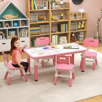 juego mesa infantil 4 sillas ajustable altura superficie graffiti multiusos arte estudio rosa