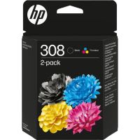 cartuchos de tinta original hp 308 negratricolor paquete de 2 unidades