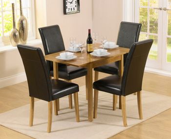 Oxford 70cm Solid Oak Extending Dining Table with Albany Brown Chairs - Brown, 2 Chairs