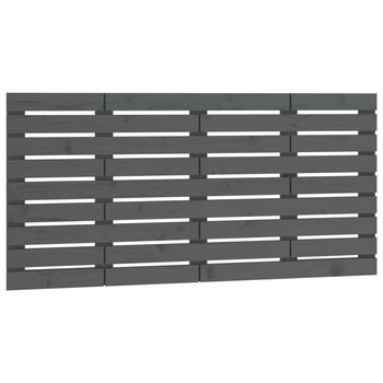 Cabecero De Cama De Pared Madera Maciza Pino Gris 126x3x63 Cm