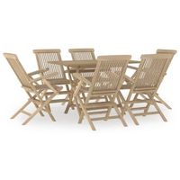 juego de comedor de jardin 7 piezas madera maciza de teca gris vidaxl