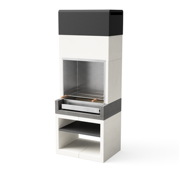 Tuozi - Barbacoa De Obra Para Leña Y Carbón Modelo Kitaway Acero Inoxidable (gris/blanco - 84 X 63 X 223 Cm) Ref: T00562