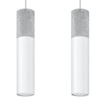Lámpara de techo blanco/gris acero/concreto alt. 90 cm