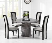 crema grey octagonal marble dining table with raphael chairs
