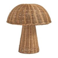 lampara de mesa boho con pantalla de ratan y base de mimbre para salon y dormitorio marron alero