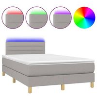 estructura de cama led con cabecero con somier y cubrecolchon 120x200 cm tela gris claro tdl0207889