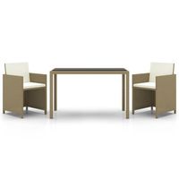 set comedor de jardin 3 piezas  mueble de jardin con cojines ratan sintetico beige