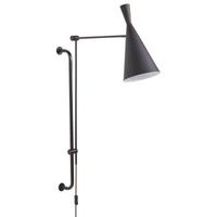 lampara de pared aplique moderno iluminacion pantalla conica metal brazo ajustable boton encendidoapagado negro marisa