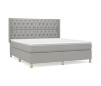 cama box spring con colchon tela gris claro 160x200 cm diseno de botones