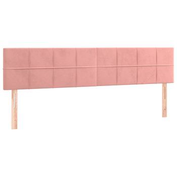 Cabecero Cama Mueble De Dormitorio Con Led De Terciopelo 200 X 5 X 78/88 Cm Rosa M02_0001946