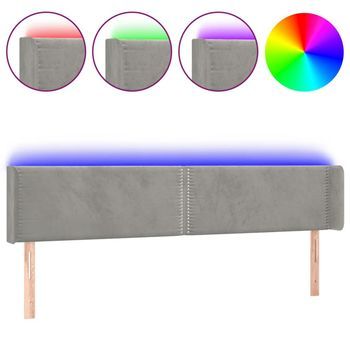 Cabecero Con Led De Terciopelo Gris Claro 203x16x78/88 Cm Vidaxl