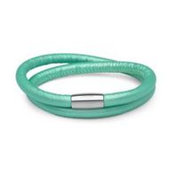 pulsera de cuero con doble vuelta para dije menta