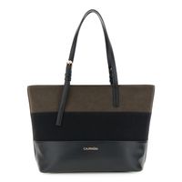 shopper efecto ante y piel con rayas degradadas black taglia unica