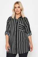 yours camisa amplia negra de rayas mujer curvy y tallas grandes yours