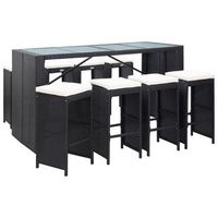 mesa y taburetes altos jardin 9 pzas ratan sintetico negro vidaxl