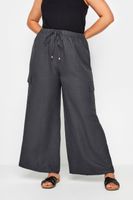 yours pantalones cargo grises efecto lino mujer curvy y tallas grandes yours