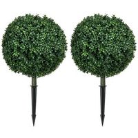 set de 2 bojes artificiales 70 cm uv con estacas verde
