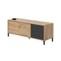 mueble tv brooklyn 2 puertas y 2 cajones roble y negro 130x47 cm