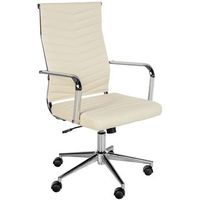 silla de oficina de piel sintetica canby simil cuero crema 60x57x100 cm clp