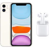 apple iphone 11  airpods with charging case 2nd generation bundle - 64 gb white white