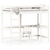 cama individual  cama para adultos  cama alta con escritorio madera maciza pino blanca 90x200 cm cfw29167