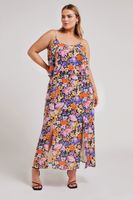 yours london vestido largo de tirantes negro de flores mujer curvy y tallas grandes yours london