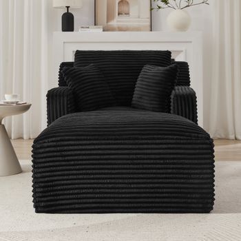 Sofá Chaiselongue - Sofá Cama Para Salón - Pana - Negro