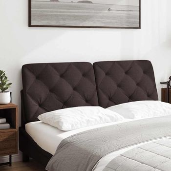 Cabecero De Cama Acolchado Tela Marrón Oscuro 140 Cm