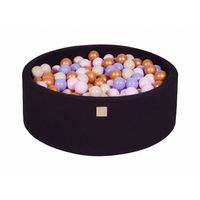 meowbaby piscina de bolas round seca para ninos negro  doradobeigerosa pastelintenso 200 pcs 90x30cm