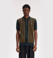 fred perry para hombre k3306 polo de punto con panel texturizado verde oscuro s casual algodon manga corta