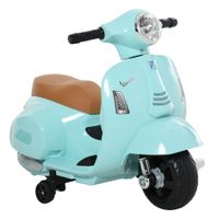 homcom motocicleta infantil con faro bocina y 4 ruedas desmontables moto electrica vespa para ninos con licencia 665x38x52 cm verde   aosom espana