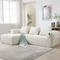 sofa modular en l de 3 plazas chaise longue beige de chenilla 250 cm