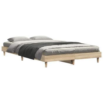 Estructura De Cama Sin Colchón Madera Roble Sonoma 120x200 Cm Vidaxl