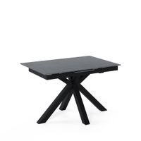 mesa extensible porcelanica de 120cm tapa gris patas negro