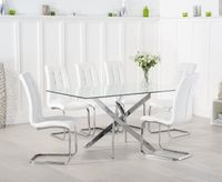 denver 160cm glass dining table with lorin chairs