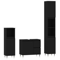 juego de muebles de bano 3 pzas madera contrachapada negro vidaxl