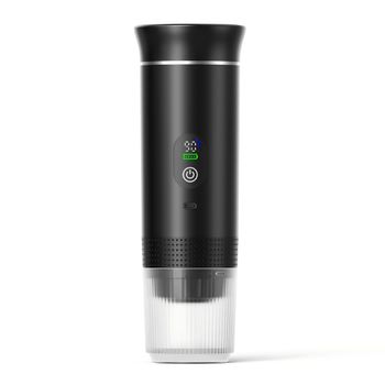 Cafetera eléctrica portátil, cafetera para automóvil para viajes y campamentos, cafetera que funciona con baterías compatible con café molido y cápsulas, color negro