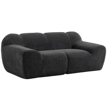 HOMCOM Sofá de 2 Plazas de Chenilla sin Estructura con Asiento Amplio y Reposabrazos Anchos 174x91x61 cm Gris Oscuro   Aosom España