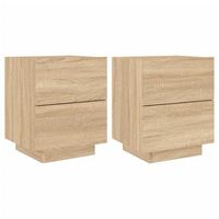juego de 2 mesitas de noche con cajones en madera contrachapada color roble dec032851