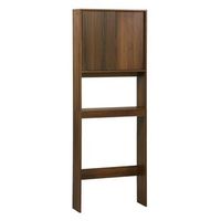 estanteria  mueble wc escandinavo decorado en madera nogal