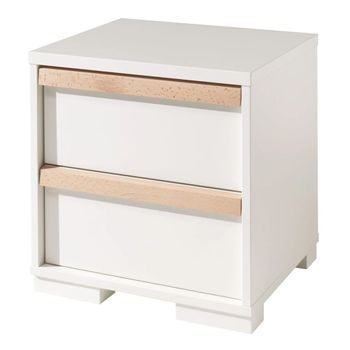 Mesita De Noche London 2 Cajones Madera Blanco Vipack