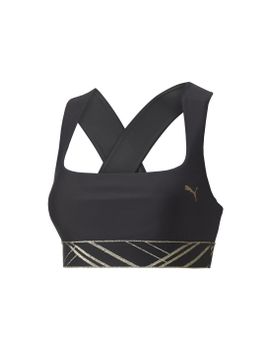 Sujetador deportivo de traning Puma Mid Impact Deco Glam negro Mujer