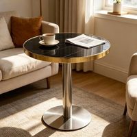 mesa auxiliar - mueble para salon - mdf y acero inoxidable - negro 60x60x74cm
